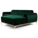 Ver imagem 1 de Sofá 255cm 4 Lugares com Chaise Direito Pés Gold Molino B-303 Veludo Verde Musgo - Domi