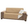 Capa Protetor de Sofá 3 Lugares King Impermeável Dupla Face Assento 1,80m Decorativo:Palha e Bege - 5