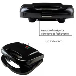 Máquina de Waffle Dupla Antiaderente Elétrica Omelete Pão de Queijo Aroma 220v Preta Agratto Awaf01i - 5