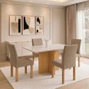 Ver imagem 1 de Conjunto de Mesa de Jantar 4 Lugares Carol e Cadeiras Espanha 120x80cm Cinamomo Off White
