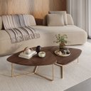 Ver imagem 1 de Kit 2 Mesas de Centro para Sala Design Orgânico Capri Metal Dourada - Cacau Grann/Cacau Grann