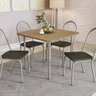 Kit Conjunto Mesa Quadrada 4 Cadeiras 90 x 90 cm Sala de Jantar Cozinha Madeira Metal Nickel Marrom - 1