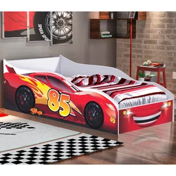 Cama Infantil Branco com Vermelho Carro Gabrielli Móveis - 2