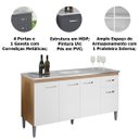 Ver imagem 2 de Balcão de Pia sem Tampo 150 Cm 4 Portas 1 Gaveta Graziela Amêndoa/branco