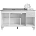 Ver imagem 4 de Balcão de Pia sem Tampo 150 Cm 4 Portas 1 Gaveta Graziela Amêndoa/branco