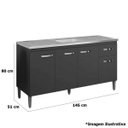 Ver imagem 3 de Balcão de Pia sem Tampo 150 Cm 4 Portas 1 Gaveta Graziela Amêndoa/branco