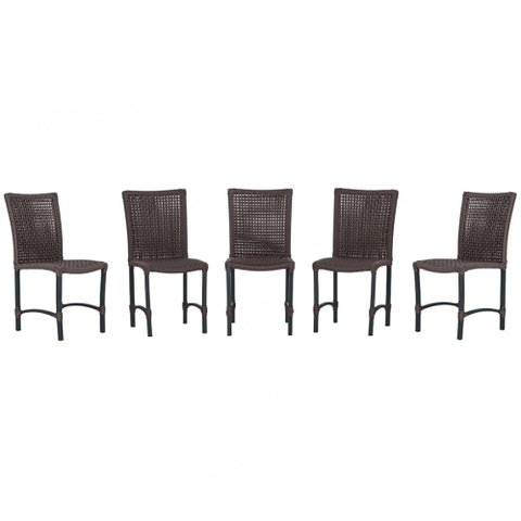 5 Cadeiras Corda Náutica Cannes em Alumínio com Pintura Eletrostática para Cozinha Jantar Edícula