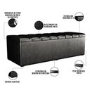 Ver imagem 6 de Kit Cabeceira Cama Box Casal King 195cm com Calçadeira Baú Dália W01 Couríssimo Preto - Lyam