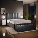 Ver imagem 2 de Kit Cabeceira Cama Box Casal King 195cm com Calçadeira Baú Dália W01 Couríssimo Preto - Lyam
