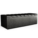 Ver imagem 4 de Kit Cabeceira Cama Box Casal King 195cm com Calçadeira Baú Dália W01 Couríssimo Preto - Lyam