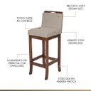 Ver imagem 3 de Kit 5 Banquetas Alta para Balcão Turim Madeira Capuccino Suede Bege CCS