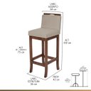 Ver imagem 2 de Kit 5 Banquetas Alta para Balcão Turim Madeira Capuccino Suede Bege CCS