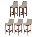 Ver imagem 1 de Kit 5 Banquetas Alta para Balcão Turim Madeira Capuccino Suede Bege CCS