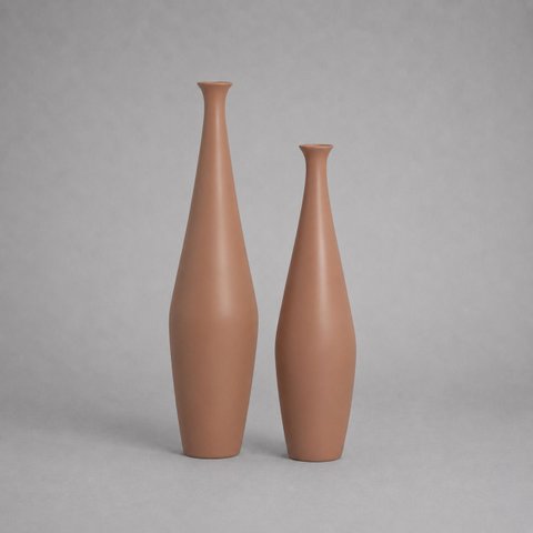 Dupla de Garrafas Faenza Vaso Decorativo de Cerâmica para Sala e Mesa Mocha Mousse