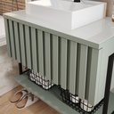 Ver imagem 2 de Gabinete Balcão Suspenso Cuba Marmorite Havaí 65 Cm Aço Banheiro 1 Porta 1 Prateleira Verde