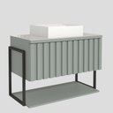 Ver imagem 5 de Gabinete Balcão Suspenso Cuba Marmorite Havaí 65 Cm Aço Banheiro 1 Porta 1 Prateleira Verde