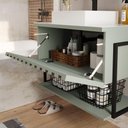 Ver imagem 3 de Gabinete Balcão Suspenso Cuba Marmorite Havaí 65 Cm Aço Banheiro 1 Porta 1 Prateleira Verde