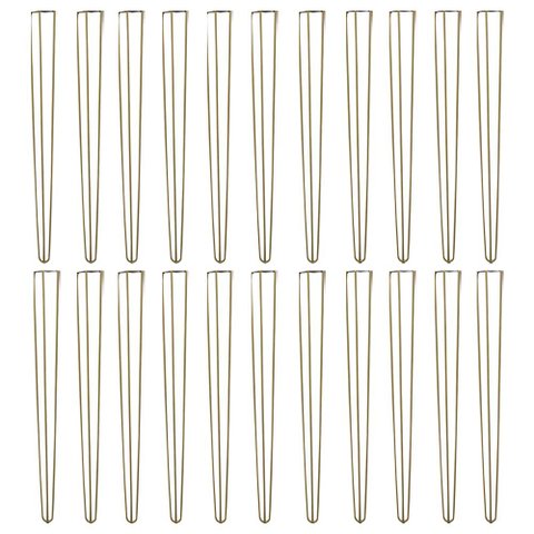 Kit 20 Pés de Metal 90 CM Hairpin Legs Aparador e Mesa de Canto Dourado