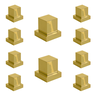 Kit 10 Acabamentos Registro Volante Quadrado Metal Dourado - 1