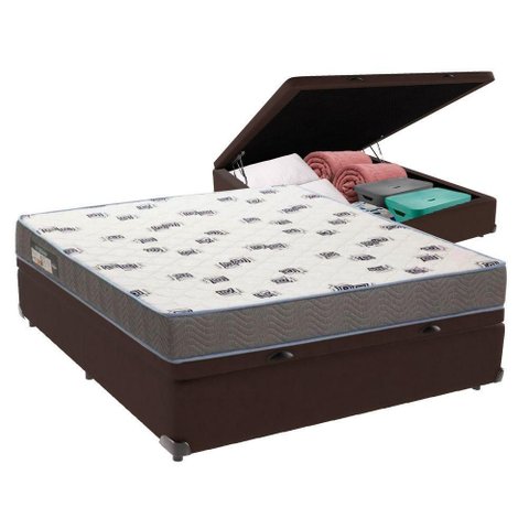 Cama Box Casal com Bau Ortobom D33 Light Marrom