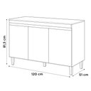 Ver imagem 4 de Balcão Buffet Gabinete Cozinha Manu 120cm Com Tampo 3 Portas Preto - Abmaza