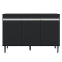 Ver imagem 5 de Balcão Buffet Gabinete Cozinha Manu 120cm Com Tampo 3 Portas Preto - Abmaza