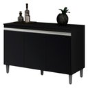 Ver imagem 1 de Balcão Buffet Gabinete Cozinha Manu 120cm Com Tampo 3 Portas Preto - Abmaza