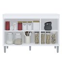 Ver imagem 3 de Balcão Buffet Gabinete Cozinha Manu 120cm Com Tampo 3 Portas Preto - Abmaza
