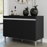 Balcão Buffet Gabinete Cozinha Manu 120cm Com Tampo 3 Portas Preto - Abmaza - 2