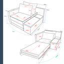 Ver imagem 2 de Poltrona Cama Baú | com Tampo Lateral & Tecido Impermeável | Índigo