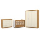 Ver imagem 1 de Dormitório Tutto New 4 Portas, Cômoda 1 Porta e Berço Freijó/off White com Capitonê - Matic Mó