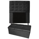 Ver imagem 1 de Kit Cabeceira + Calçadeira Baú Copenhague Solteiro 120cm Suede - Renascer Decor:Preto