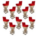 Ver imagem 1 de Kit 10 Banquetas Luma Base de Ferro Sued Vermelho - D'classe Decor