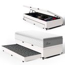 Ver imagem 1 de Cama Box Baú com Colchão de Molas Ensacadas Pillow Top Flora + Auxiliar Unique Solteiro 88cm