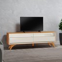 Ver imagem 5 de Rack Viena com Painel Ripado Lyon c/ Prateleira e Led para TV até 75" Mavaular