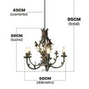 Ver imagem 2 de Luminária Rustica com Folhas e Pássaros Reflexivos Luxuosos