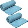 Kit 2 Toalhas Soft Azteq de Secagem Rápida 60x120cm Cada Banho Academia Camping Azul - 1