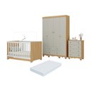 Ver imagem 1 de Quarto de Bebê Completo Berço Americano 3 em 1 Colchão Dengo Multimóveis Mp4604 Madeirado/off