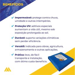 Lona Impermeável com Ilhós Azul 5x2m 330 Micras - 4