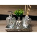 Ver imagem 1 de Kit Lavabo Luxo Prata Cromado Aromatizador Sabonete Vaso