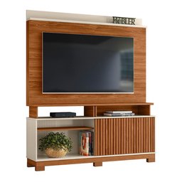 Estante Home Theater Dallas 1.6 Cinamomo Mel/off White/carrara para Tv até 70” - Mobler - 1