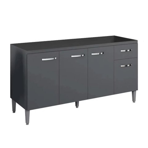 Balcão para Cozinha 4 Portas 1.5 Town Cinza Fosco