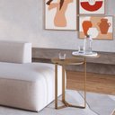 Ver imagem 3 de Mesa Lateral 02 Tampos Chanfrada Pe Metal Dourado Hanover Artesano