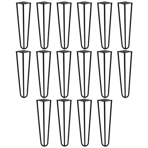 Kit 16 Pés de Metal 25 CM Hairpin Legs Mesas de Centro Puffs Preto