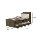 Ver imagem 2 de Cama Solteiro Tamires com Auxiliar Cabeceira Estofada 2 Gavetas e Bau de Mdf