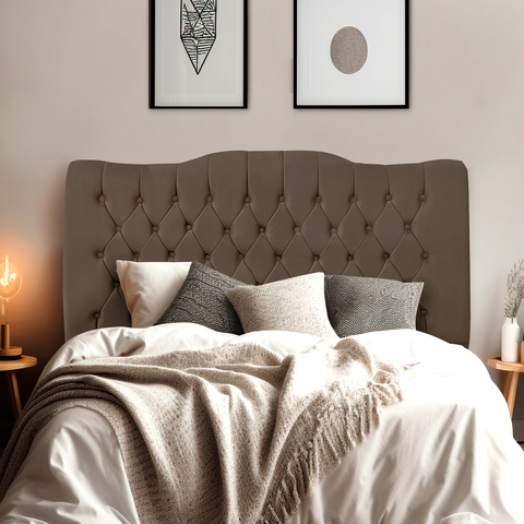 Cabeceira Queen Estofada Dunas - Veludo Marrom