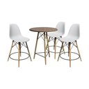 Ver imagem 1 de Conjunto Mesa Bistrô Eames Eiffel Amêndoa com 3 Banquetas Brancas de Madeira