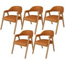 Ver imagem 1 de Kit 5 Cadeiras de Jantar e Estar Living Estofada Nadja L02 Couríssimo Canela - Lyam Decor