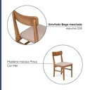 Ver imagem 5 de Conjunto Mesa de Jantar Redonda Madeira Maciça Gardênia com 4 Cadeiras Estofadas Olmo Mel/Bege Mescl