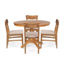 Ver imagem 1 de Conjunto Mesa de Jantar Redonda Madeira Maciça Gardênia com 4 Cadeiras Estofadas Olmo Mel/Bege Mescl